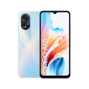 Oppo A18 4G Smartphone, AI Doppia fotocamera 8+2MP, Selfie 5MP, Display 6.56” 90HZ LCD HD+, 5000mAh, RAM 4GB (Esp 1GB/2GB/4GB)+ROM 128GB (esp1TB), IP54, [Versione Italia],Glowing Blue