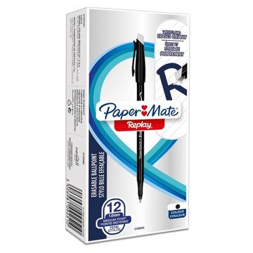 Papermate Replay Nero Penna a sfera Medio 12 pz