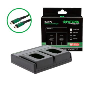 Caricabatteria premium dual pd performance per panasonic dmw-blk22 con ingresso / uscita usb-c