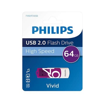 Philips FM64FD05B USB 64 GB USB tipo A 2.0 Porpora, Bianco