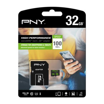 PNY 32GB MicroSDHC High Performance 100MB/s con adattatore SD