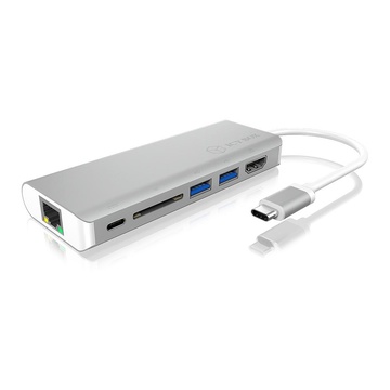RaidSonic ICY BOX IB-DK4034-CPD Cablato USB 3.0 (3.1 Gen 1) Type-C Argento, Bianco