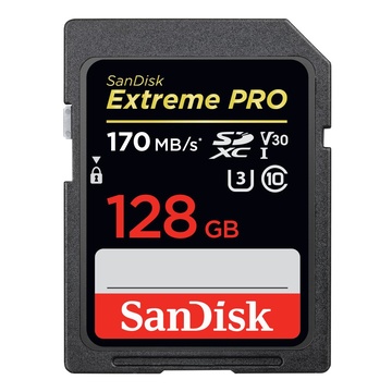 SanDisk 128GB Extreme PRO SDXC Classe 10 UHS-I per video 4K lettura 170mbs scrittura 90mbs V30