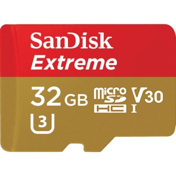 SanDisk Micro SD Extreme per Action Camera 32GB HC + adattatore SD (A1, V30, U3, UHS I, C10 - 100MB/s lettura, 60MB/s scrittura)