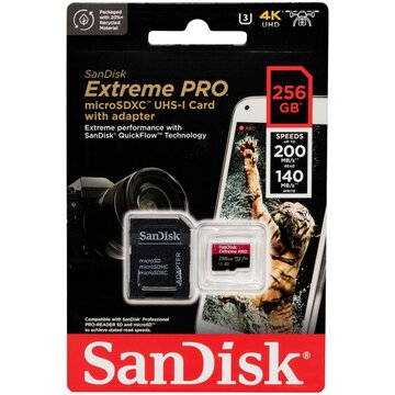 SanDisk MicroSDXC Extreme PRO 256GB A2 C10 V30 UHS-I U3