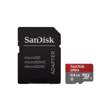 SanDisk Micro SD Ultra 64GB XC + adattatore SD (A1, UHS I, C10 - 100MB/s lettura)