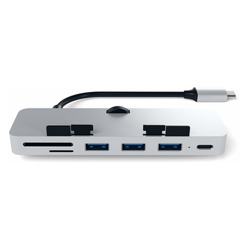 Pro hub in alluminio con aggancio, porta dati usb-c, 3 usb 3.0, lettore schede micro/sd compatibile con imac e imac pro 2017 (argento)