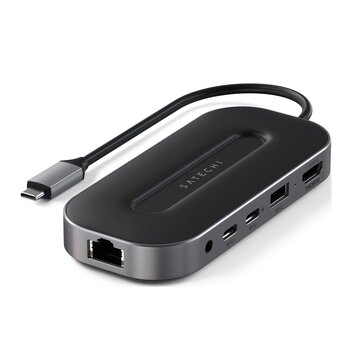 Satechi ST-U4MGEM replicatore di porte e docking station per laptop Cablato USB4 Nero, Grigio