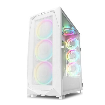 Rev300 full-tower, side glass white - 7 ventole pwm rgb incluse