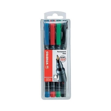 STABILO OHPen universal permanent, 4 Pack marcatore permanente Nero, Blu, Verde, Rosso Tipo di punta 4 pezzo(i)