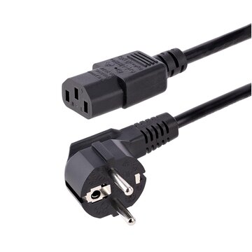 STARTECH Cavo di alimentazione per PC da EU Schuko a C13 da 1 m, Cavo di corrente AC 250V 10A 18AWG, Cavo di ricambio con spina italiana per portatile/TV/monitor/schermo da Schuko CEE 7/7 a IEC 60320 C13, Nero