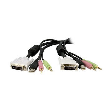 STARTECH Cavo KVM switch DVI-D Dual Link USB 4 in 1 con audio e microfono 4,5 m