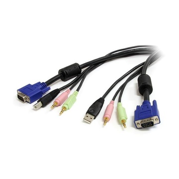 STARTECH Cavo switch KVM VGA USB 4 in 1 da 1,8 m con audio e microfono