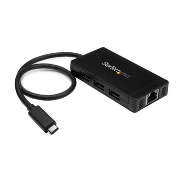 STARTECH Hub USB 3.0 a 3 porte con USB-C e Ethernet Gigabit - Include Adattatore di Alimentazione