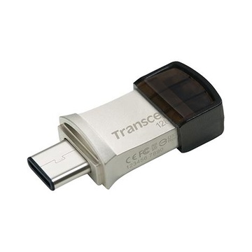 Transcend JetFlash 890 USB 128 GB USB Type-A / USB Type-C 3.2 Gen 1 (3.1 Gen 1) Nero, Argento