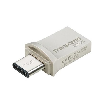 Transcend JetFlash 890 USB 128 GB USB Type-A / USB Type-C 3.2 Gen 1 (3.1 Gen 1) Nero, Argento