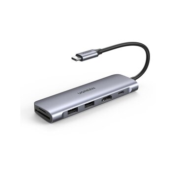 6-in-1 usb c pd usb 3.2 gen 1 (3.1 gen 1) type-c 5000 mbit/s argento