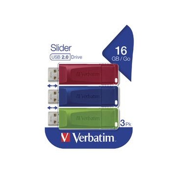 Slider usb 16gb usb tipo a 2.0 blu, verde, rosso