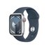 Apple Watch Series 9 GPS + Cellular Cassa 41mm in Alluminio Argento con Cinturino Sport Blu Tempesta - M/L
