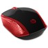 HP 200 RF Wireless Ottico 1000DPI Ambidestro Nero, Rosso