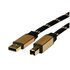 ITB ROLINE 11.02.8803 cavo USB 3 m USB 2.0 USB A USB B Nero, Oro