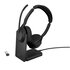 JABRA Evolve2 55 Con cavo e senza cavo A Padiglione Bluetooth con Base di ricarica Nero