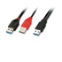 LINDY USB 3.0, 1m cavo USB USB A 2 x USB Maschio Nero, Rosso