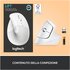 Logitech Lift Mouse Ergonomico Verticale Senza Fili Ricevitore Bluetooth Bianco