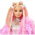 Mattel Barbie Extra Doll #3 in Pink Coat with Pet Unicorn-Pig