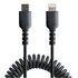 STARTECH Cavo USB-C a Lightning da 1m Certificato MFi, Cavetto iPhone Spiralato di Ricarica/Alimentazione, Resistente Cavo USB Tipo C a Lightning con Fibra Aramidica e Rivestimento TPE , Cavo Caricatore Nero