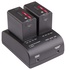 Swit Alimentatore/Caricabatterie rapido simultaneo per 2 batterie Panasonic VW-VBD58, CGA D54S/D28