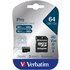 Verbatim MicroSDXC Pro 64GB Class 10 UHS-I Incl adattatore