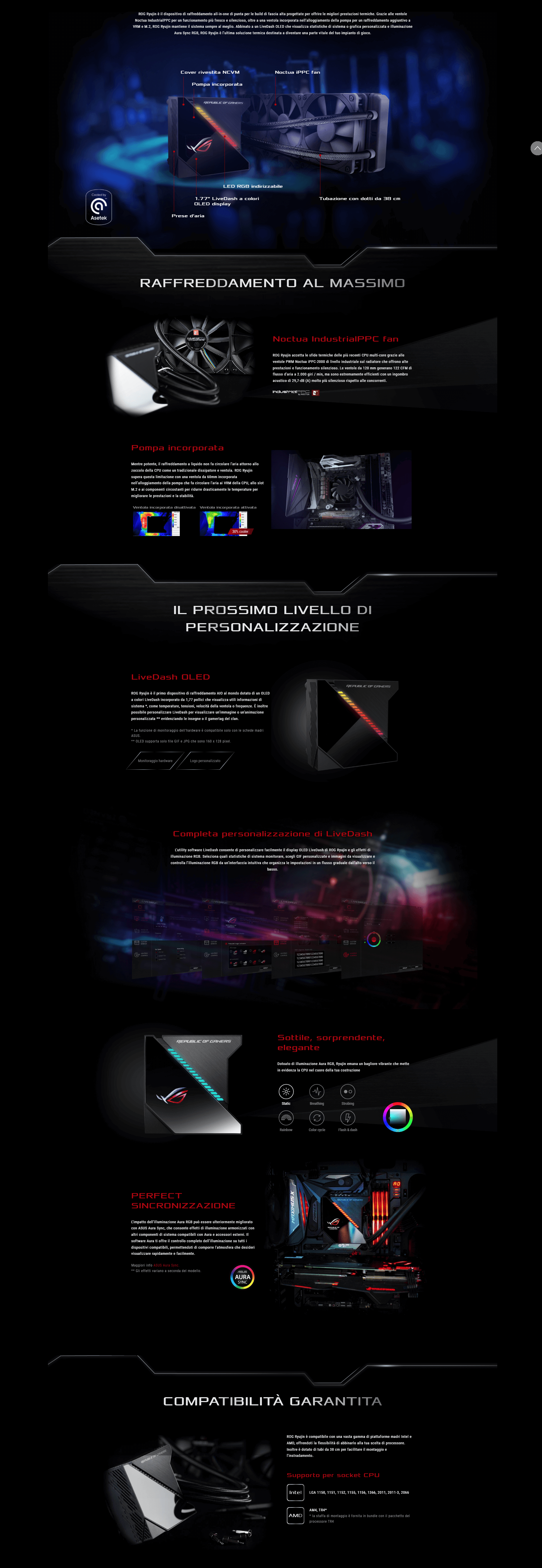 Template Asus ROG RYUJIN 360 Sistema di Raffreddamento per CPU All-In-One Liquid, Display OLED, Aura Sync RGB, Noctua Ippc 2000 Pwm, 3 Ventole di Raffreddamento da 120 mm