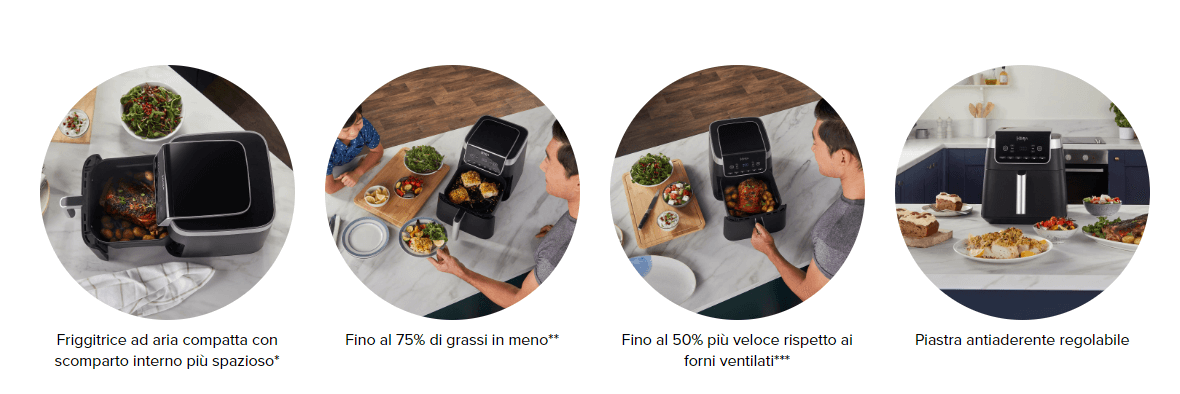 Template Ninja Air Fryer Max, 5.2L, 6 in 1, Cottura Senza Olio, Frigge Ad Aria, Massima Croccantezza, Arrostisce, Cottura al Forno, Riscalda, Disidrata