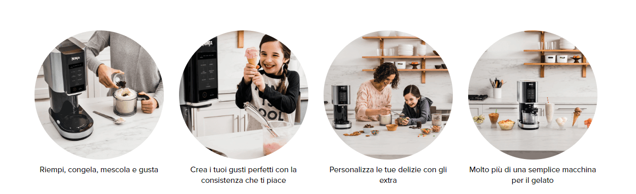 Template Ninja CREAMi Gelatiera, macchina per gelato e dessert congelati, 1,4 l, 3 vasetti, 7 programmi, per gelati, sorbetti, frullati, frappè NC300EU
