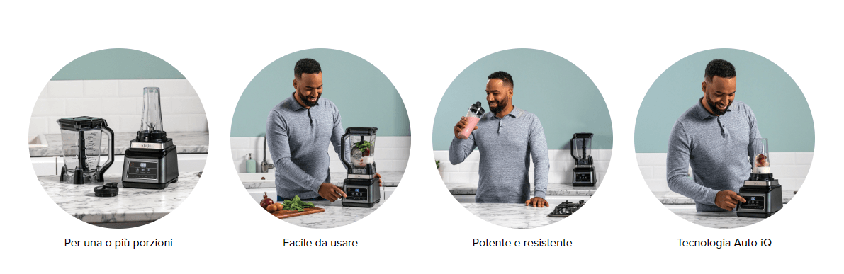 Template Ninja Frullatore 2 in 1, 1200 W, caraffa 2,1L, tazza 700ml, 3 programmi Auto-iQ: Blend, Max Blend, Crush, 4 impostazioni manuali, lavabile in lavastoviglie, nero, BN750EU
