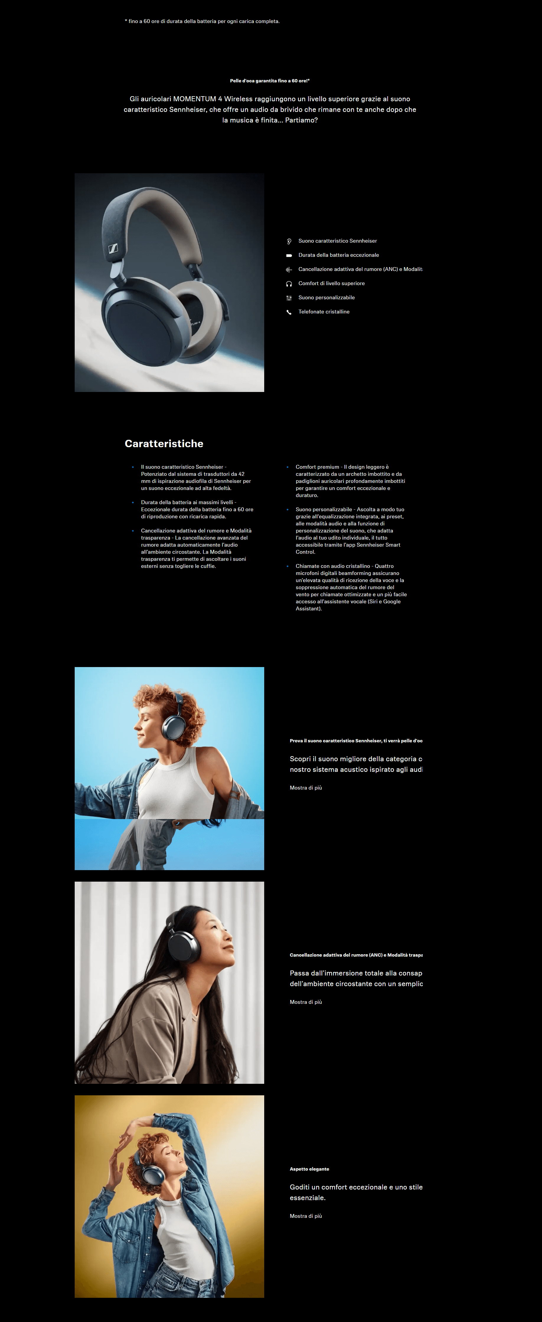 Template Sennheiser Momentum 4 Denim Cuffie Bluetooth con cancellazione del rumore adattiva per chiamate cristalline - 60 ore di autonomia
