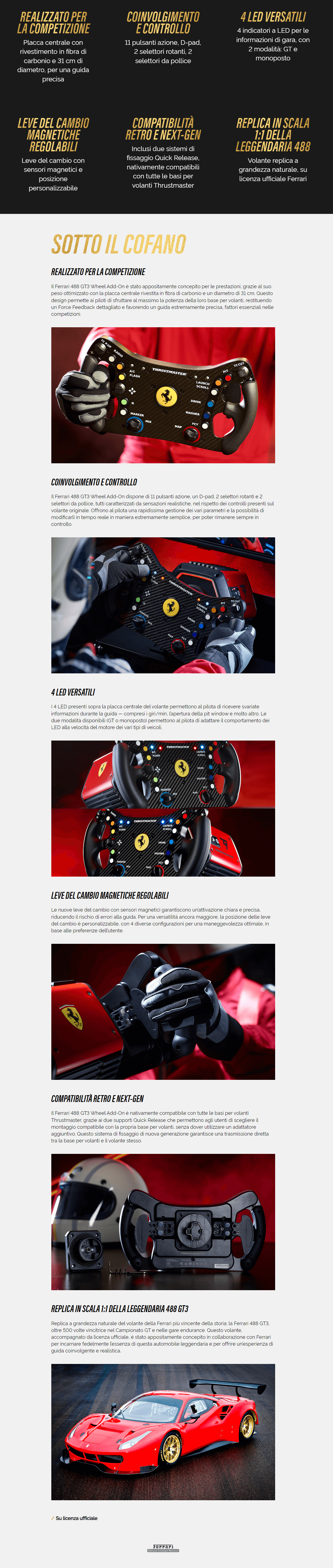 Template Thrustmaster Ferrari 488 GT3 Nero Volante Racing, PC, PS5, PS4, Xbox Series X|S, Xbox One Licenza Ufficiale Ferrari