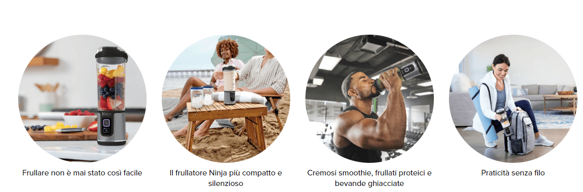 Template Ninja Blast Frullatore portatile Senza Fili per Frullati, Trita Ghiaccio e Frutta Congelata 0,53 L Nero
