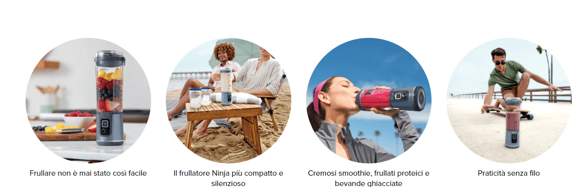 Template Ninja Blast Frullatore Portatile, 530 ml, con Coperchio e Beccuccio, Mini Frullatore Senza Fili, Ricaricabile, per Frullati, Trita Ghiaccio e Frutta Congelata, Blu Denim
