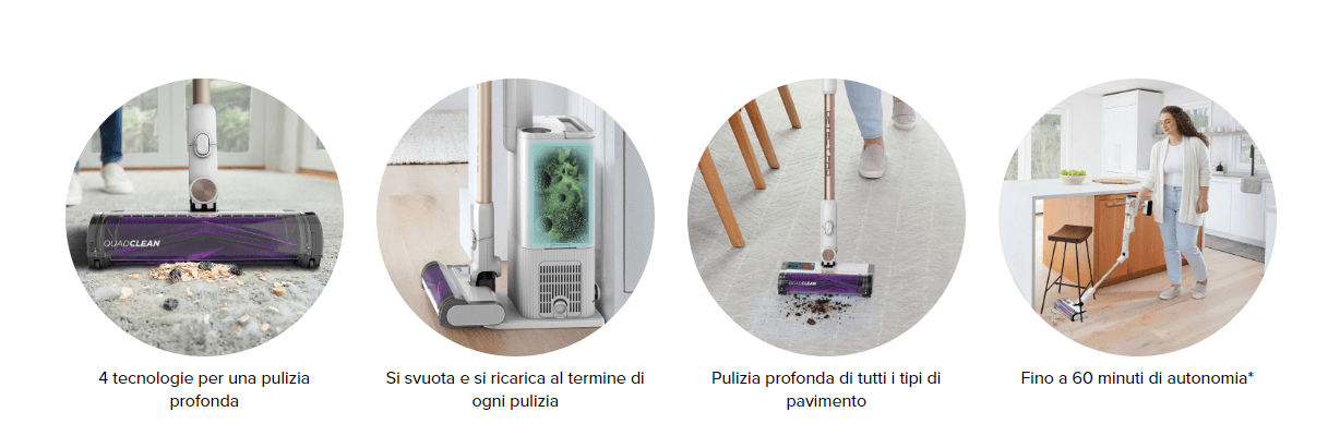 Template Shark Aspirapolvere senza filo DETECT PRO IW3611EU a Batteria Secco Senza sacchetto 0,42 L Bianco con AUTOSVUOTAMENTO