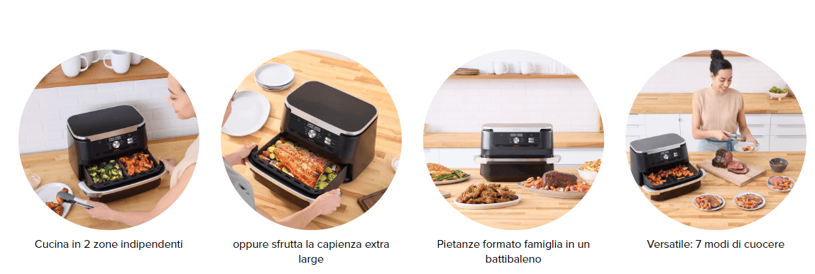 Template Ninja Foodi FlexDrawer Friggitrice ad Aria, Doppia Zona, Separatore Rimovibile, Ampio Cassetto da 10.4L, 7 in 1