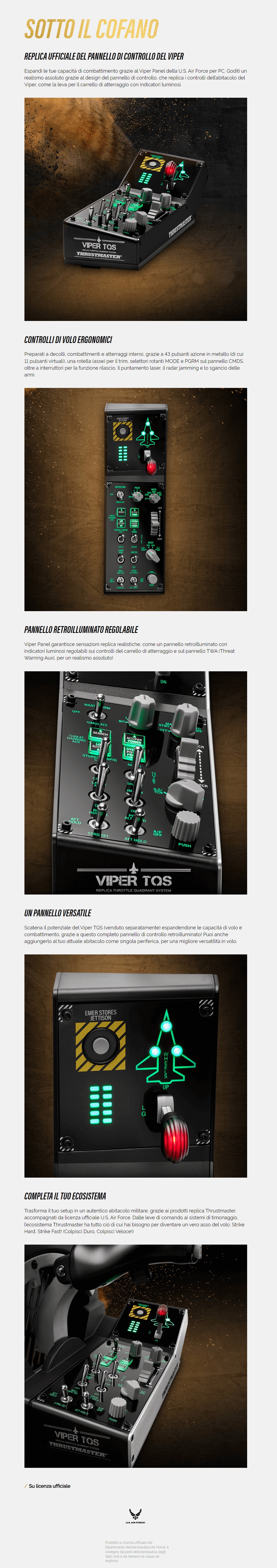 Template Thrustmaster VIPER Panel Nero USB Joystick + leva di controllo del motore PC