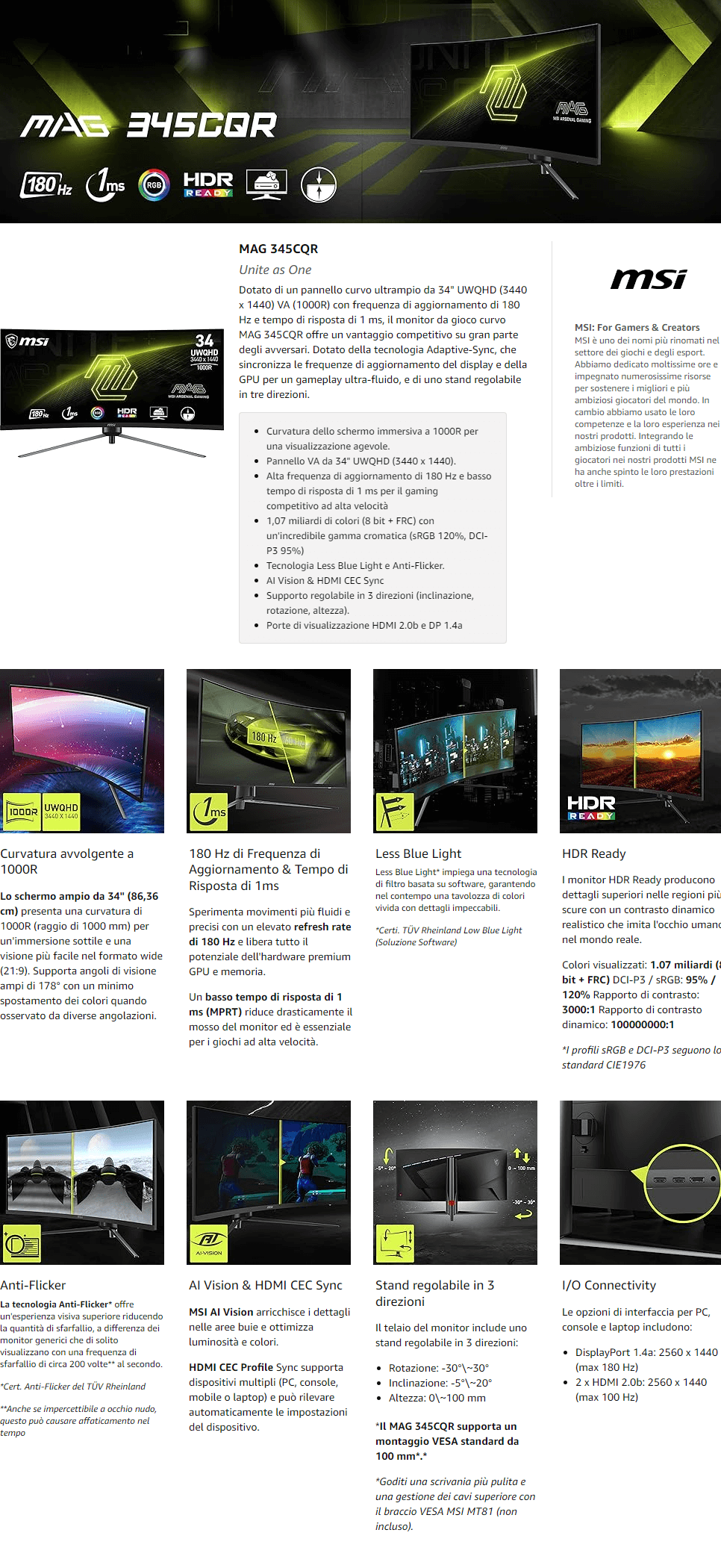 Template MSI Gaming Curvo MAG 345CQR VA 180Hz 1ms 86,4 cm (34