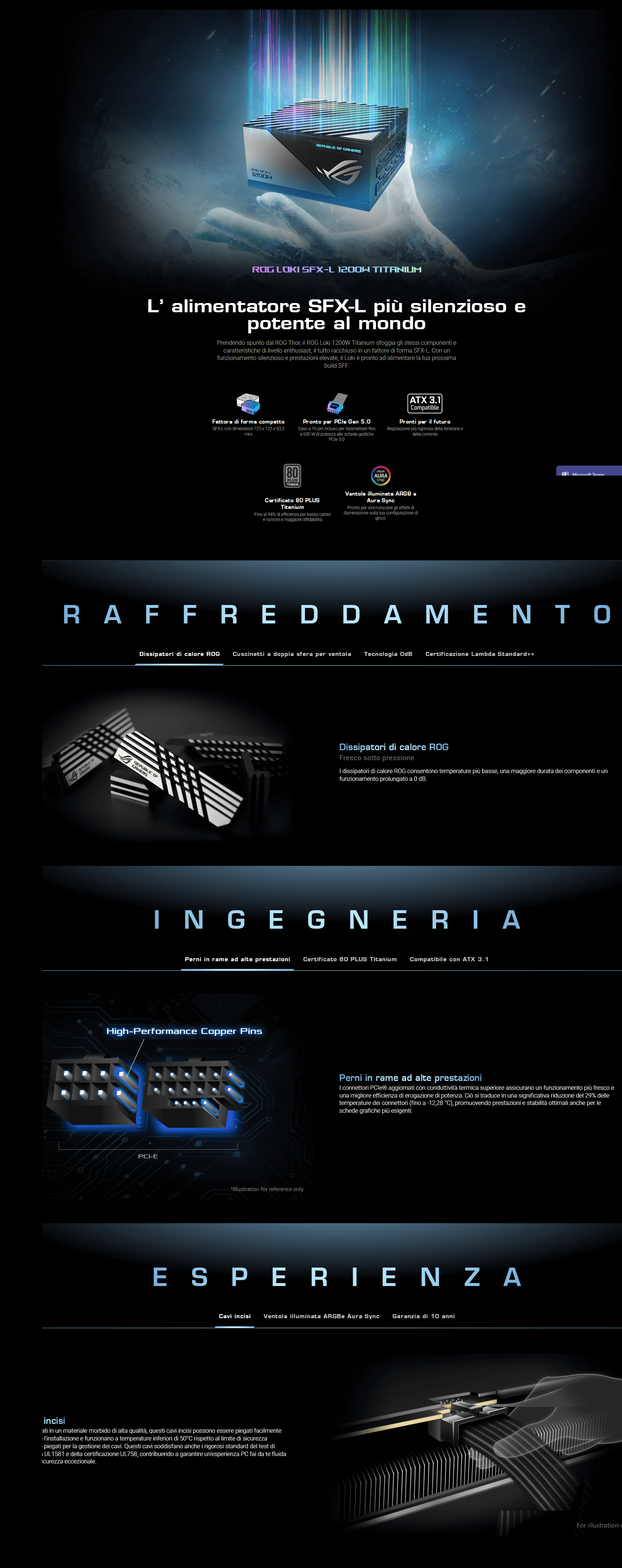 Template Asus ROG LOKI SFX-L 1200 W TITANIUM Alimentatore per PC Silenzioso e Potente, PCIe Gen 5.0, 80 Plus Titanium, Tecnologia 0 dB, Ventola Illuminata ARGB, Aura Sync