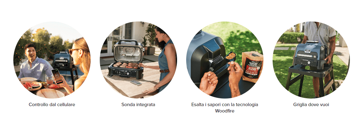 Template Ninja Woodfire Pro Connect XL Barbecue Elettrico, Griglia, Affumicatore, Friggitrice ad Aria 7 in 1 e Controllo con App