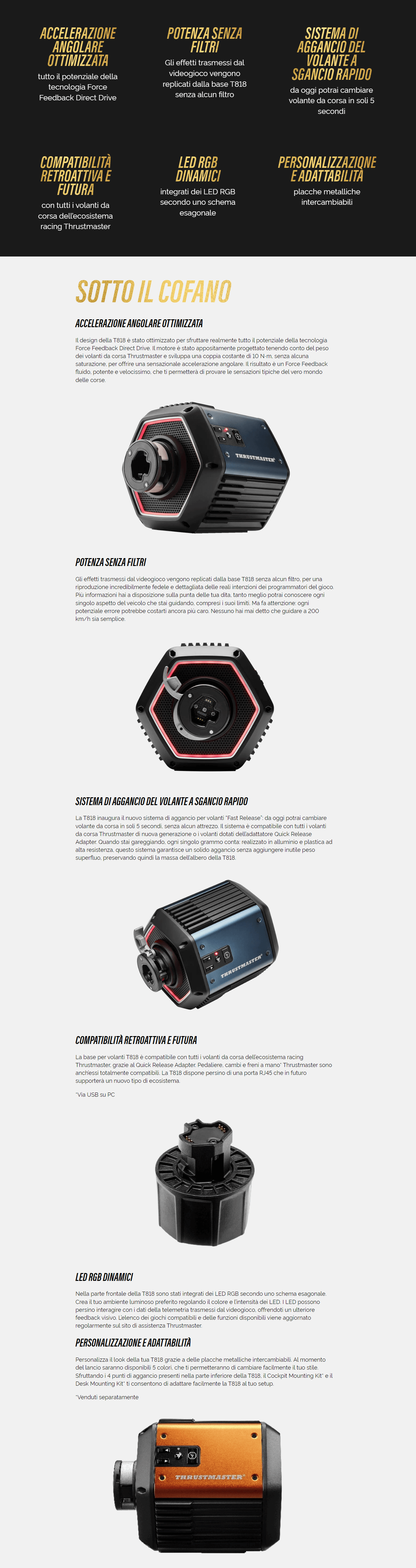 Template Thrustmaster T818 Servo Base – Tecnologia Direct Drive, Force Feedback livello e-sport Compatibile con PC