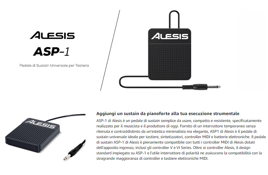 Template Alesis Alesis ASP-1 - Pedale di Sustain Universale per tastiere con Interruttore di Polarità