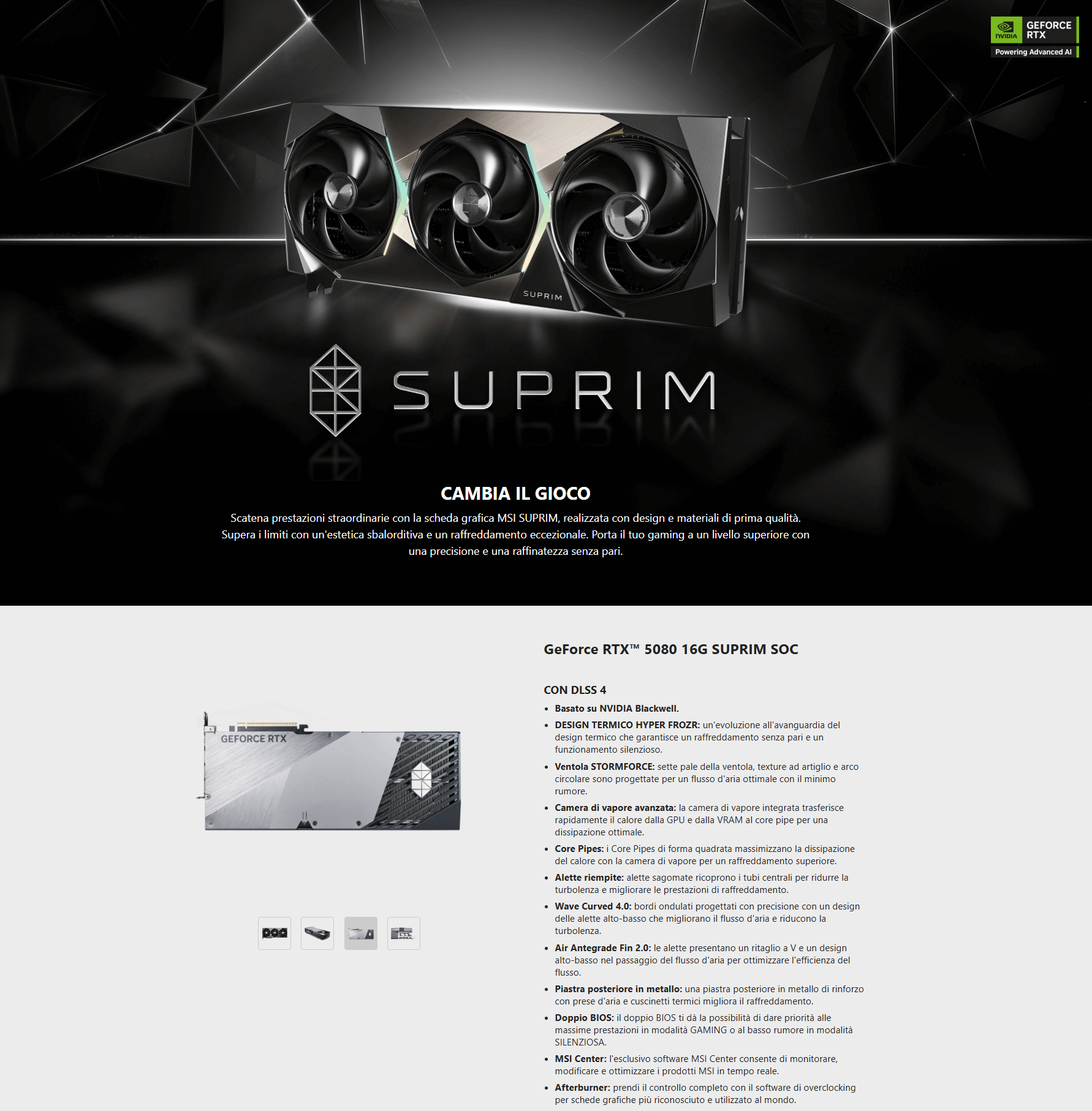 Template MSI NVIDIA GeForce RTX 5080 16G SUPRIM SOC DLSS 4