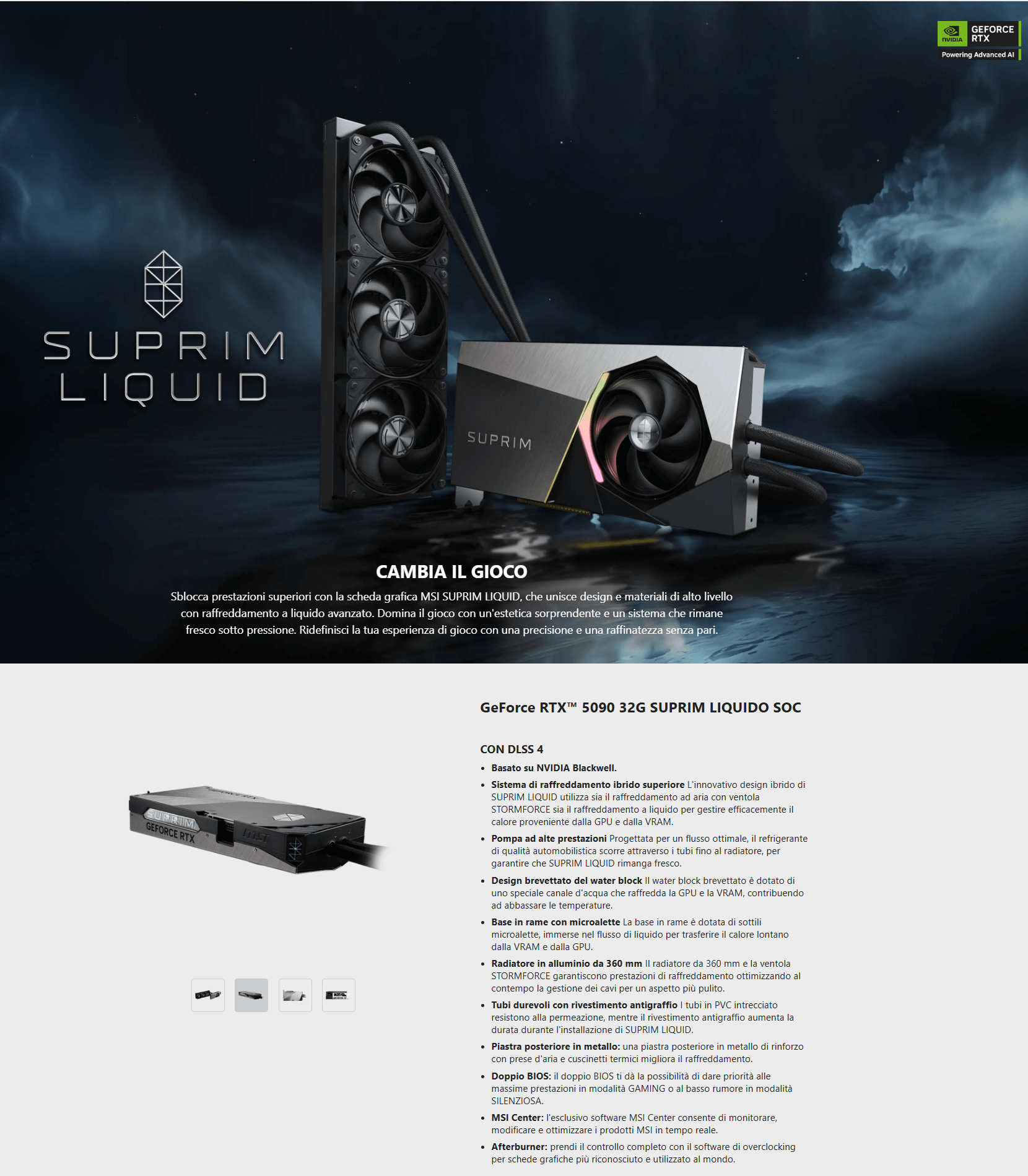 Template MSI NVIDIA GeForce RTX 5090 32G SUPRIM LIQUID SOC DLSS 4